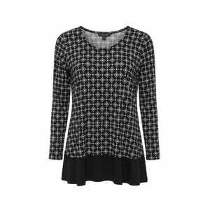 J. Jill Top Tunic Shirt Wearever Collection Sz L Black White Oversized Office